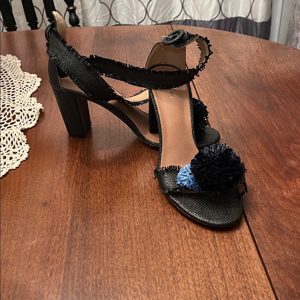 All Black Textured Heel Sandals